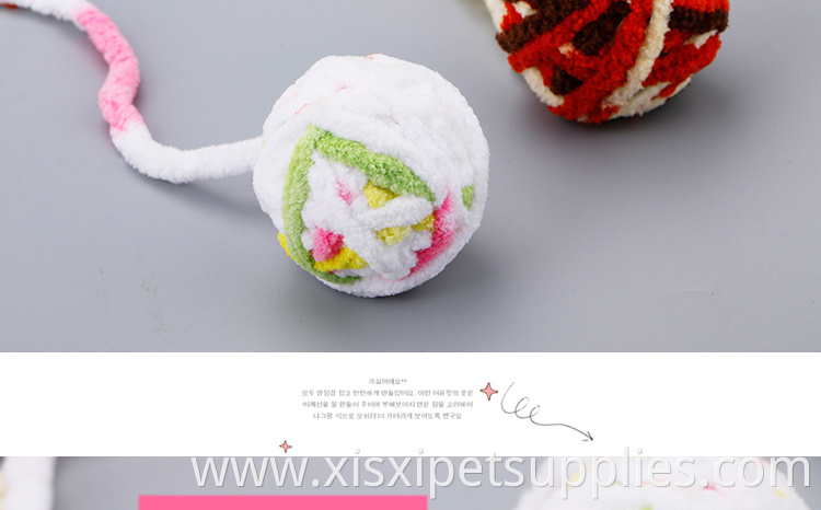 long tail woolen yarn cat ball toys sounding interactive funny play kitten ball toys